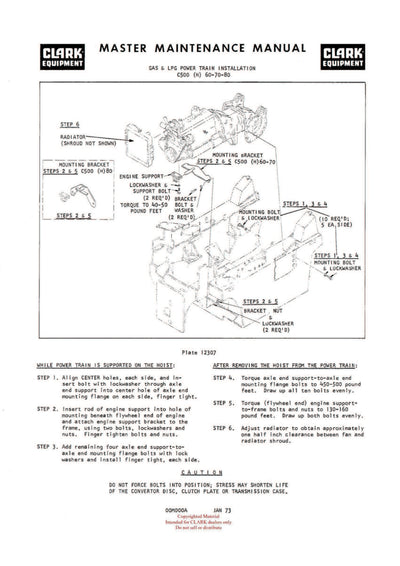Clark C500 (OH-370) Forklift Overhaul Manual - PDF Download