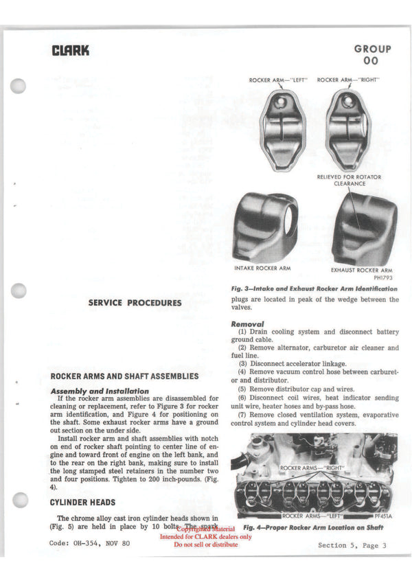 Clark C500 Y160-S230 - Y1625 (OH-354D) Forklift Overhaul Manual - PDF Download