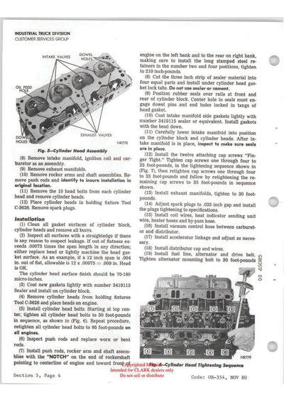 Clark C500 Y160-S230 - Y1625 (OH-354D) Forklift Overhaul Manual - PDF Download