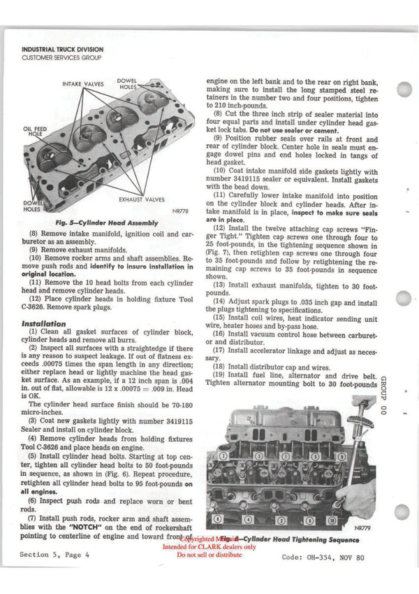 Clark C500 Y160-S230 - Y1625 (OH-354D) Forklift Overhaul Manual - PDF Download