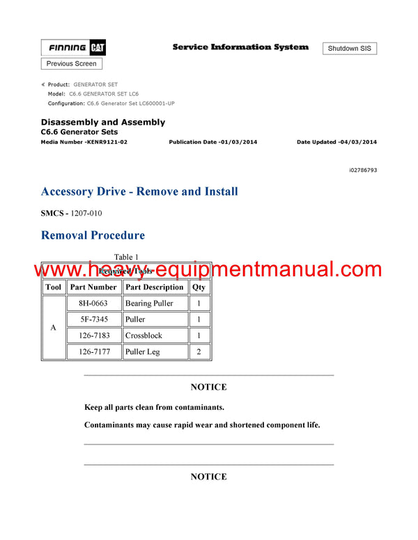 Download Caterpillar C6.6 GENERATOR SET Service Repair Manual LC6