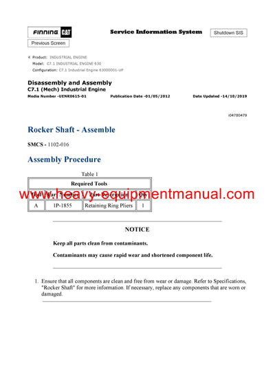 DOWNLOAD CATERPILLAR C7.1 INDUSTRIAL ENGINE SERVICE REPAIR MANUAL 630