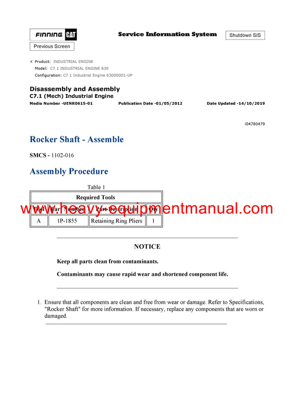 DOWNLOAD CATERPILLAR C7.1 INDUSTRIAL ENGINE SERVICE REPAIR MANUAL 630