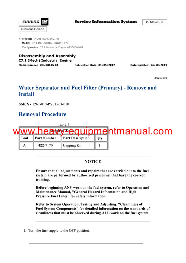 DOWNLOAD CATERPILLAR C7.1 INDUSTRIAL ENGINE SERVICE REPAIR MANUAL 673