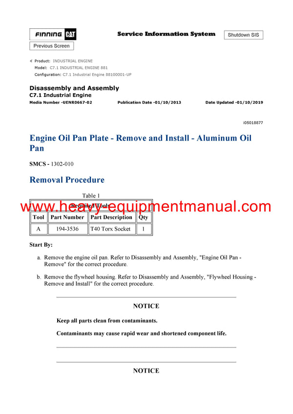 DOWNLOAD CATERPILLAR C7.1 INDUSTRIAL ENGINE SERVICE REPAIR MANUAL 881