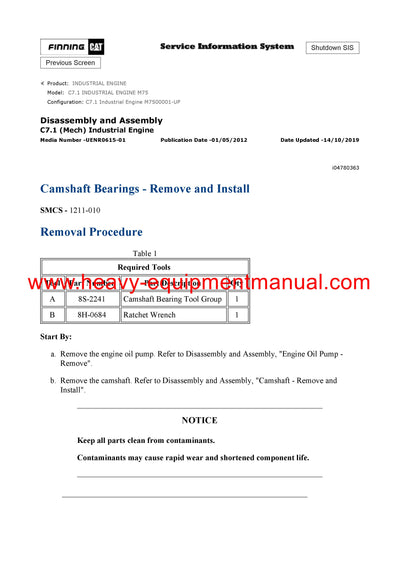DOWNLOAD CATERPILLAR C7.1 INDUSTRIAL ENGINE SERVICE REPAIR MANUAL M75
