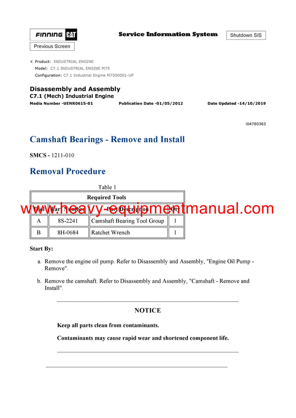 DOWNLOAD CATERPILLAR C7.1 INDUSTRIAL ENGINE SERVICE REPAIR MANUAL M75
