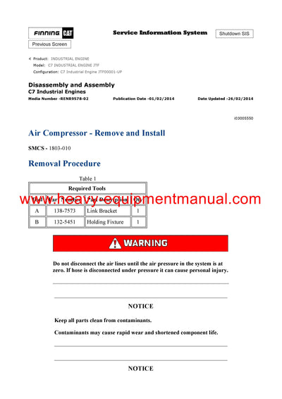 Download Caterpillar C7 INDUSTRIAL ENGINE Service Repair Manual JTF