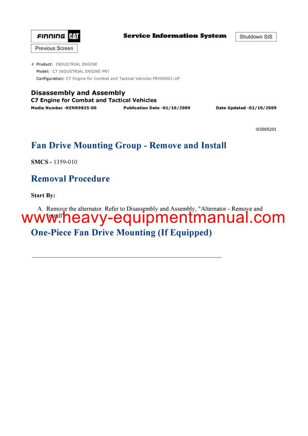 Download Caterpillar C7 INDUSTRIAL ENGINE Service Repair Manual PRY