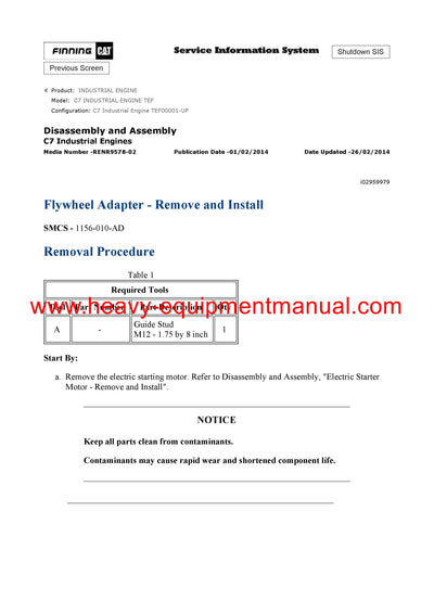 DOWNLOAD CATERPILLAR C7 INDUSTRIAL ENGINE SERVICE REPAIR MANUAL TEF