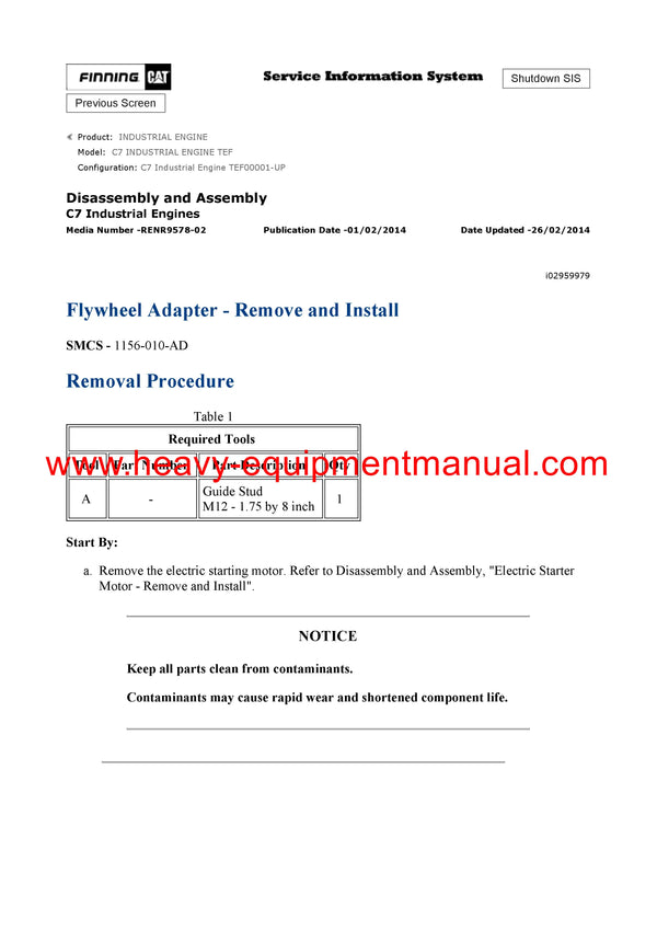 DOWNLOAD CATERPILLAR C7 INDUSTRIAL ENGINE SERVICE REPAIR MANUAL TEF