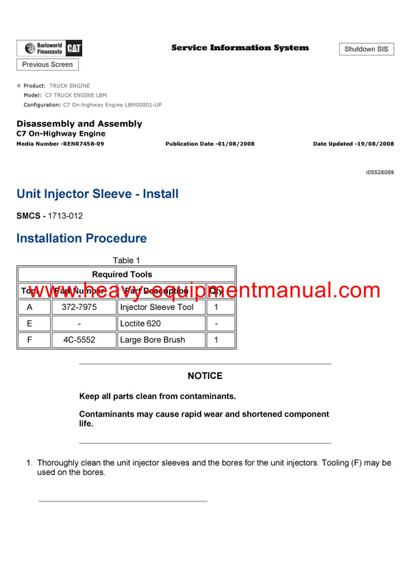 Download Caterpillar C7 TRUCK ENGINE Service Repair Manual LBM