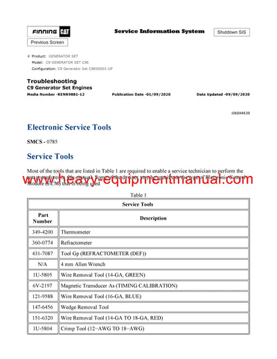 Download Caterpillar C9 GENERATOR SET Service Repair Manual C9E