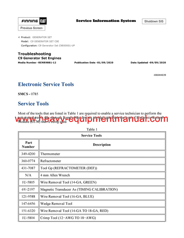 Download Caterpillar C9 GENERATOR SET Service Repair Manual C9E
