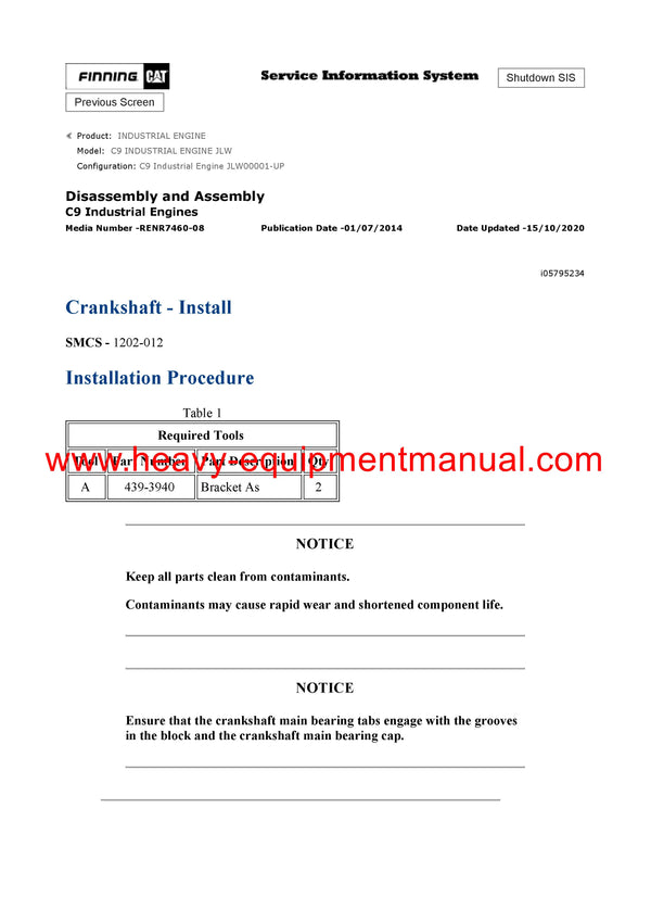 DOWNLOAD CATERPILLAR C9 INDUSTRIAL ENGINE SERVICE REPAIR MANUAL JLW