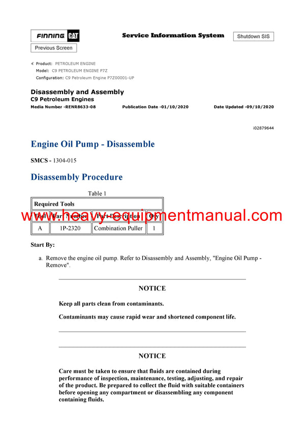 Download Caterpillar C9 PETROLEUM ENGINE Service Repair Manual P7Z
