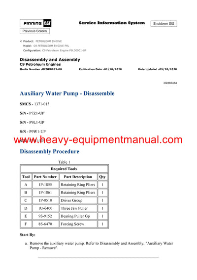 Download Caterpillar C9 PETROLEUM ENGINE Service Repair Manual P9L