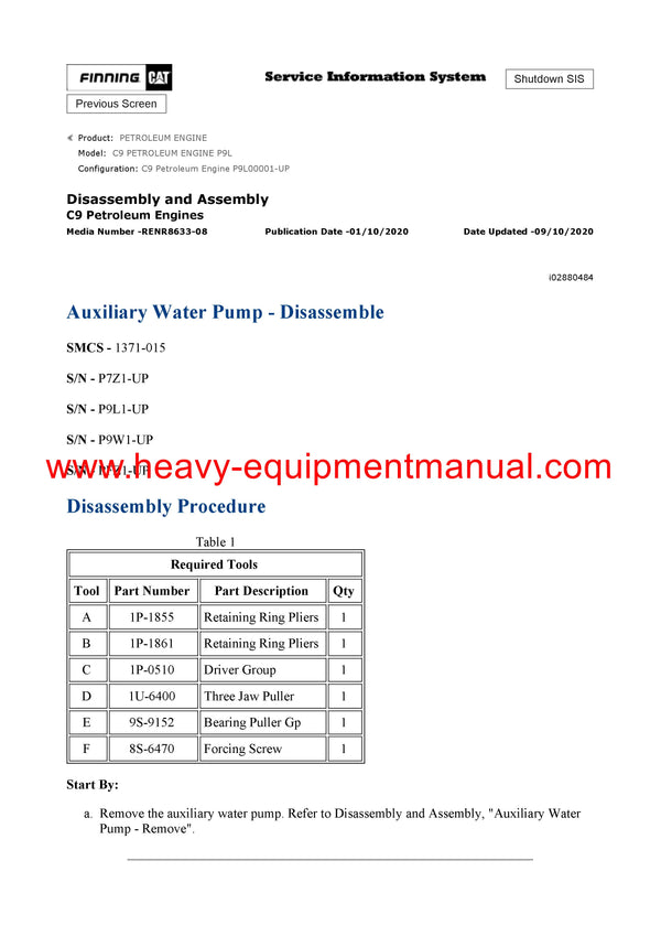 Download Caterpillar C9 PETROLEUM ENGINE Service Repair Manual P9L