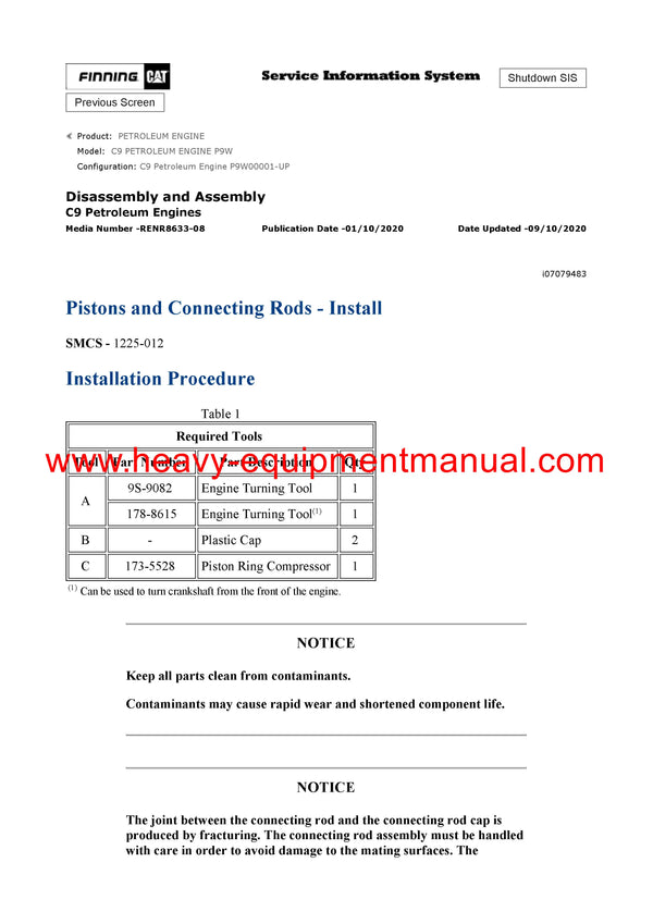 Download Caterpillar C9 PETROLEUM ENGINE Service Repair Manual P9W