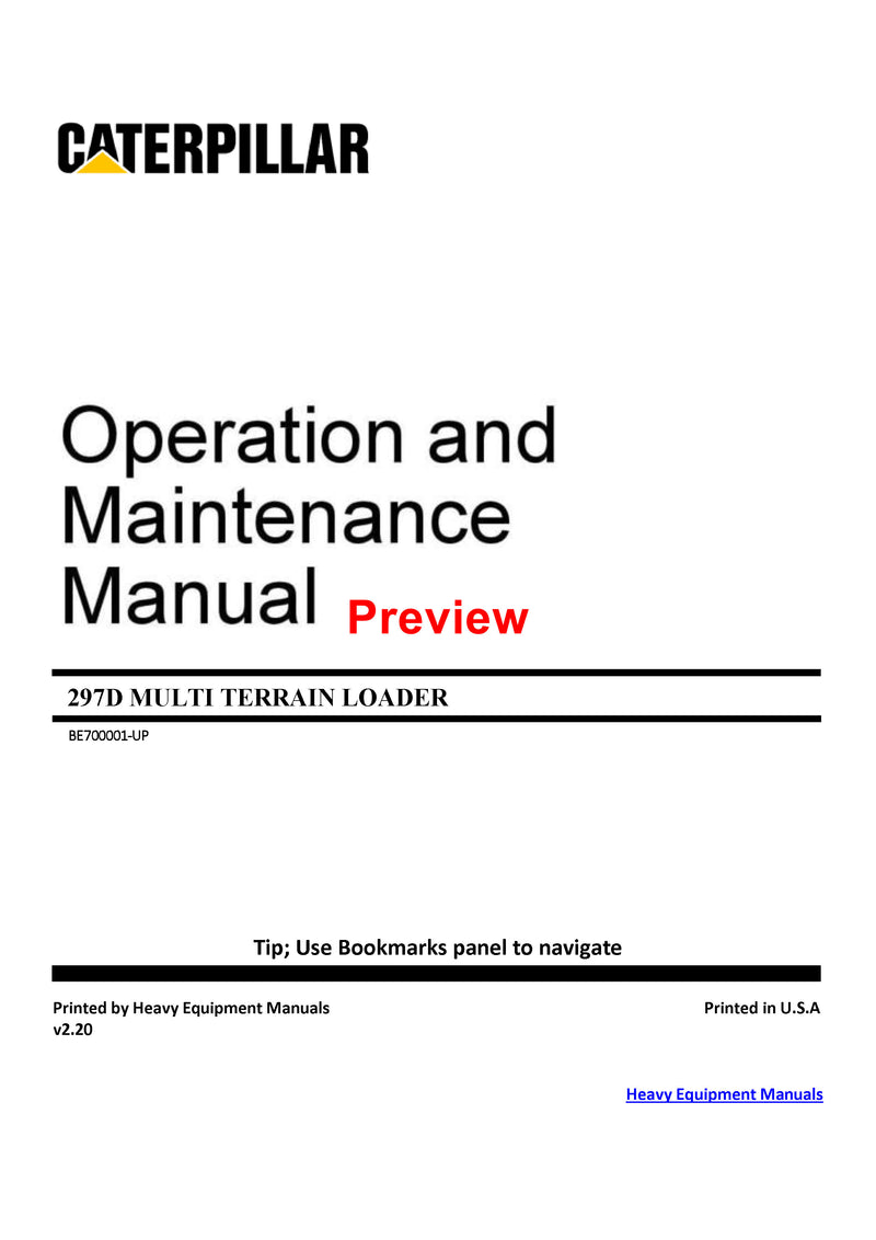 CATERPILLAR 297D OPERATION AND MAINTENANCE MANUAL BE70001-UP