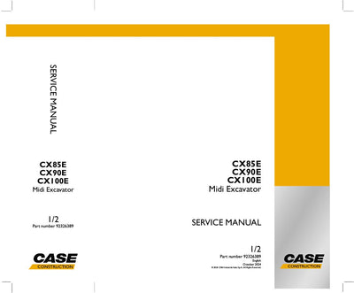 CASE CX100E, CX85E, CX90E Mini Excavator Service Manual (2024)