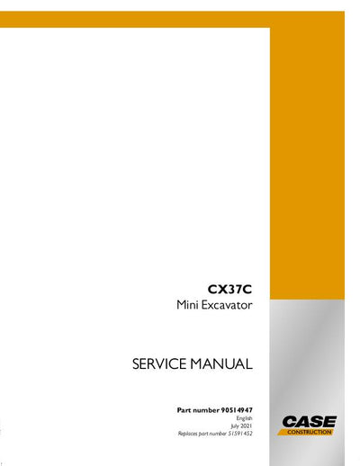 CASE CX37C Mini Excavator Service Manual (2021)