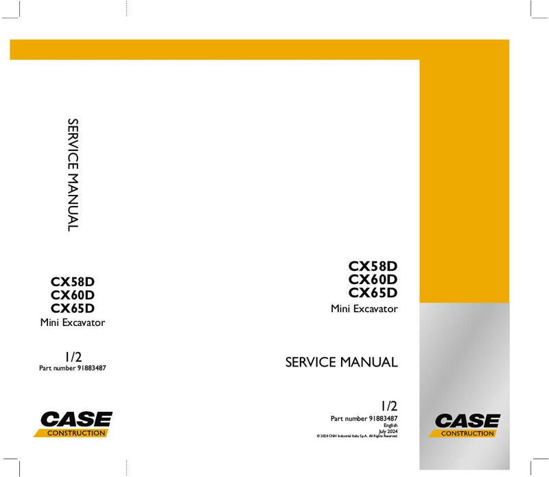 CASE CX58D, CX60D, CX65D Mini Excavator Service Manual (2024)