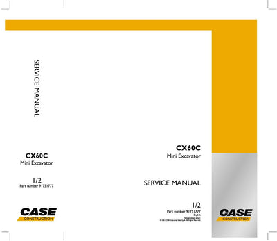 CASE CX60C Mini Excavator Service Manual (2021)