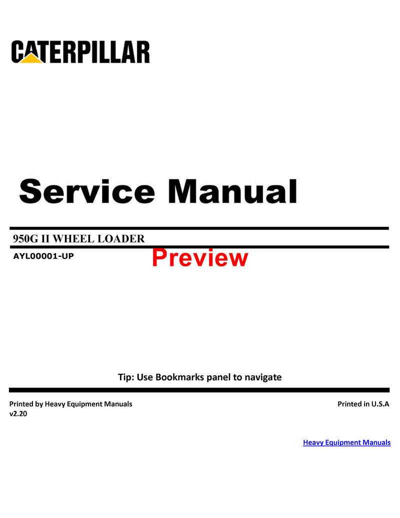 Download Caterpillar 950G II WHEEL LOADER Service Repair Manual AYL