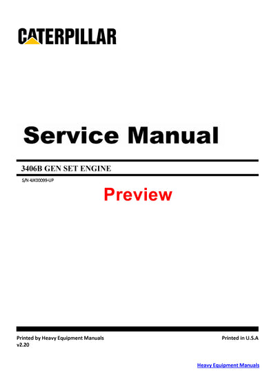 DOWNLOAD CATERPILLAR 3406C GEN SET ENGINE SERVICE REPAIR MANUAL 4JK