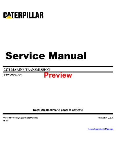 DOWNLOAD CATERPILLAR 7271 MARINE TRANSMISSION SERVICE REPAIR MANUAL 36W
