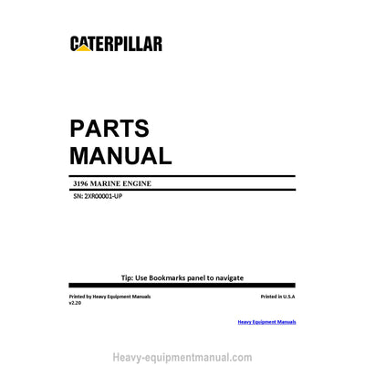 CATERPILLAR 3196 MARINE ENGINE PARTS MANUAL 2XR