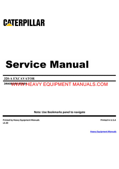 DOWNLOAD CATERPILLAR 320 EXCAVATOR SERVICE REPAIR MANUAL 3RK