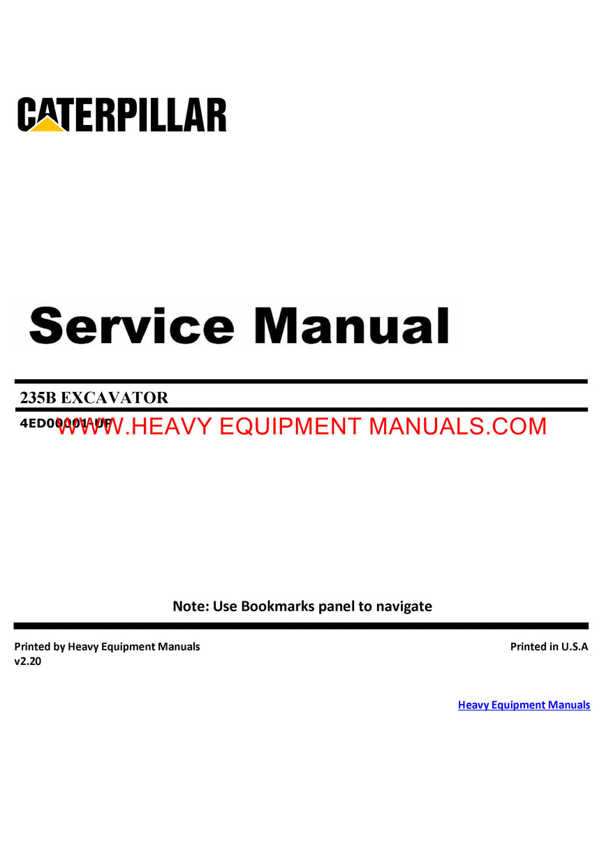 Caterpillar 235B EXCAVATOR Full Complete Service Repair Manual 4ED
