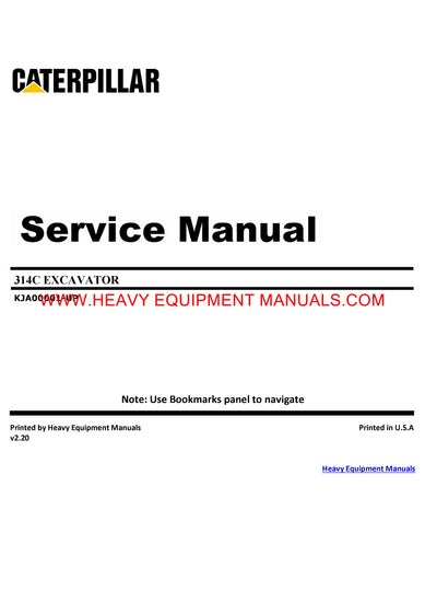 Download Caterpillar 314C EXCAVATOR Full Complete Service Repair Manual KJA