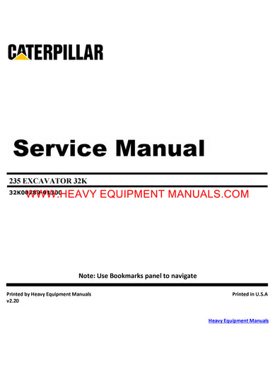 Caterpillar 235 EXCAVATOR Full Complete Service Repair Manual 32K