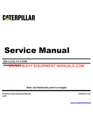 Caterpillar 320 EXCAVATOR Full Complete Service Repair Manual 3RK