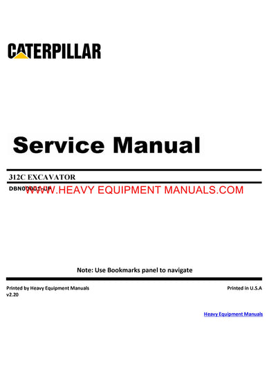 Download Caterpillar 312C EXCAVATOR Full Complete Service Repair Manual DBN
