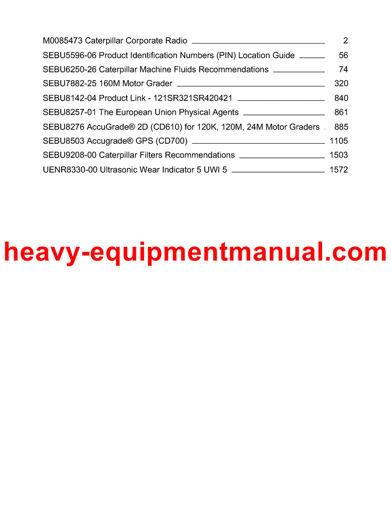 DOWNLOAD CATERPILLAR 160M MOTOR GRADER OPERATION AND MAINTENANCE MANUAL B9L