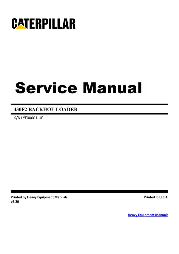 CATERPILLAR 422F2 BACKHOE LOADER SERVICE MANUAL LYE
