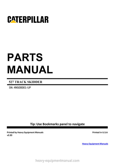 CATERPILLAR 527 TRACK SKIDDER PARTS MANUAL 4NS - DOWNLOAD PDF