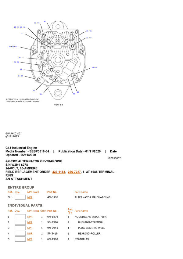DOWNLOAD CATERPILLAR C18 INDUSTRIAL ENGINE PARTS MANUAL WJH
