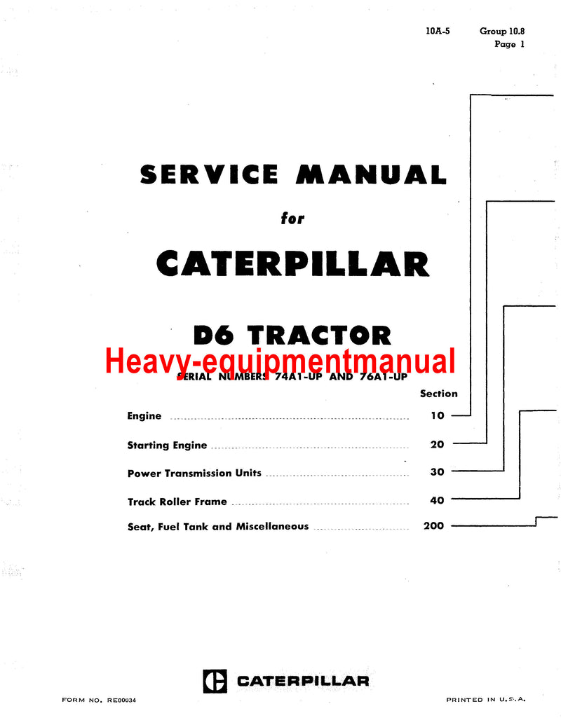 CATERPILLAR D6C CRAWLER EXCAVATOR PDF SERVICE REPAIR MANUAL 73A