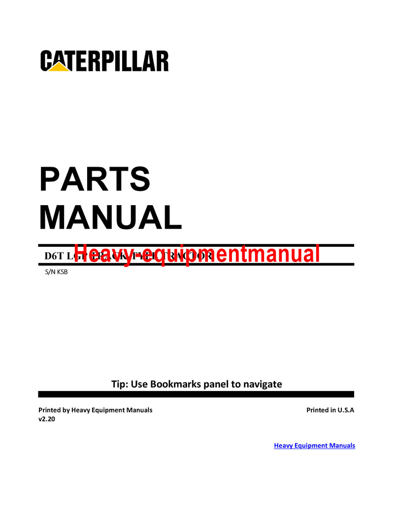 CATERPILLAR D6T LGP TRACK-TYPE TRACTOR PARTS MANUAL KSB