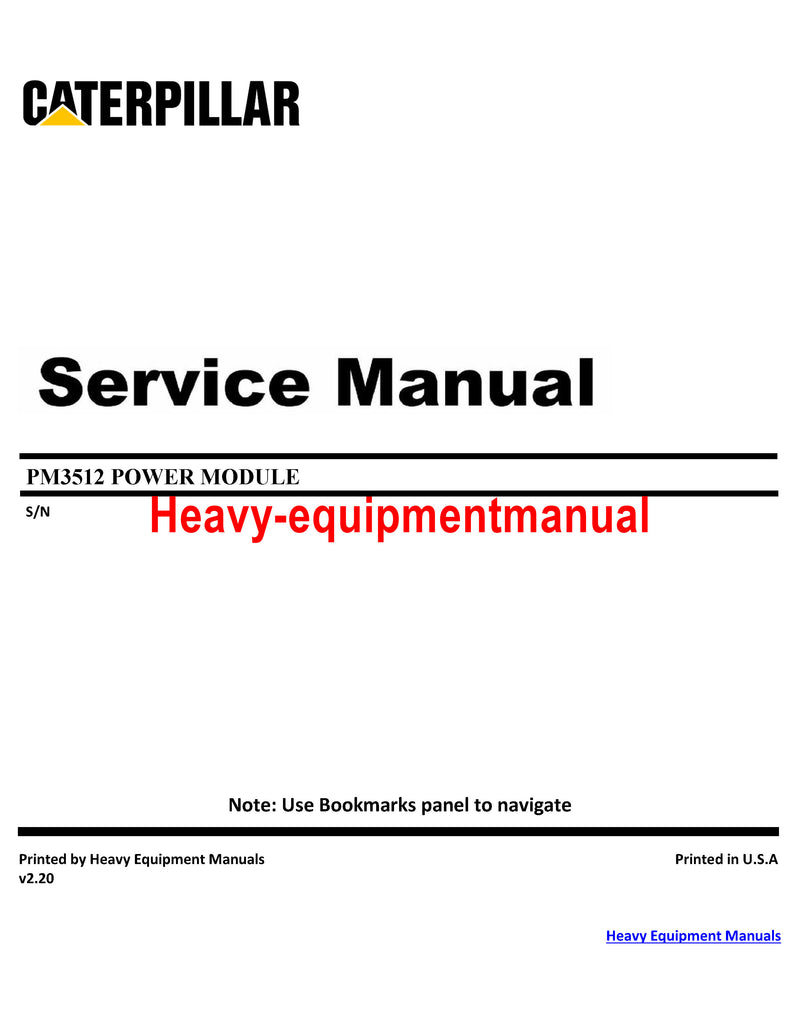 CATERPILLAR PM3512 POWER MODULE FULL COMPLETE SERVICE REPAIR MANUAL