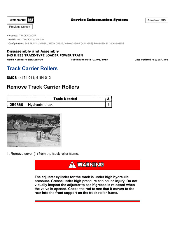 DOWNLOAD CATERPILLAR 943 TRACK LOADER SERVICE REPAIR MANUAL 03Y