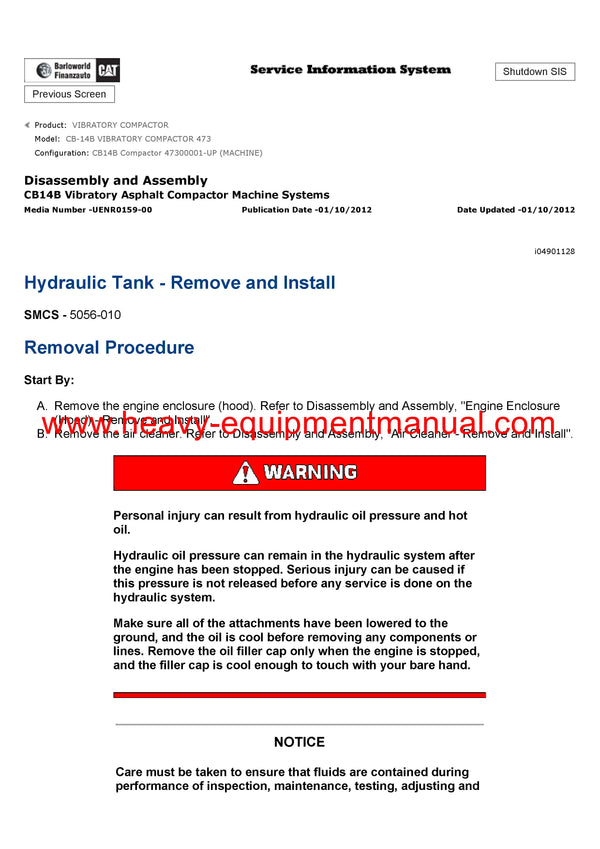 DOWNLOAD CATERPILLAR CB-14B VIBRATORY COMPACTOR SERVICE REPAIR MANUAL 473