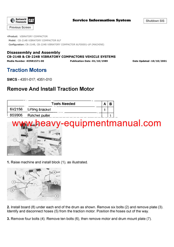 DOWNLOAD CATERPILLAR CB-214B VIBRATORY COMPACTOR SERVICE REPAIR MANUAL 6LF