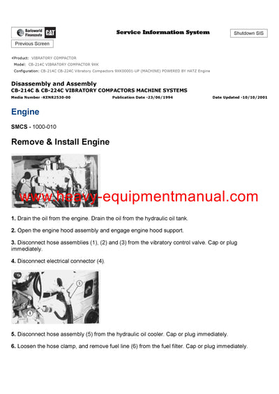 DOWNLOAD CATERPILLAR CB-214C VIBRATORY COMPACTOR SERVICE REPAIR MANUAL 9XK
