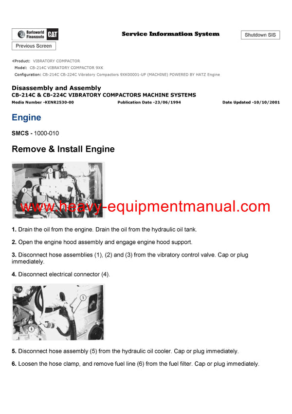 DOWNLOAD CATERPILLAR CB-214C VIBRATORY COMPACTOR SERVICE REPAIR MANUAL 9XK